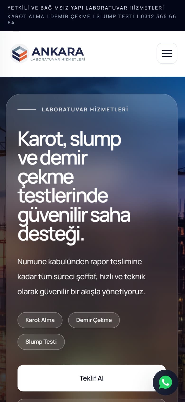 ankara-yapi-lab web sitesi, mobil görünüm