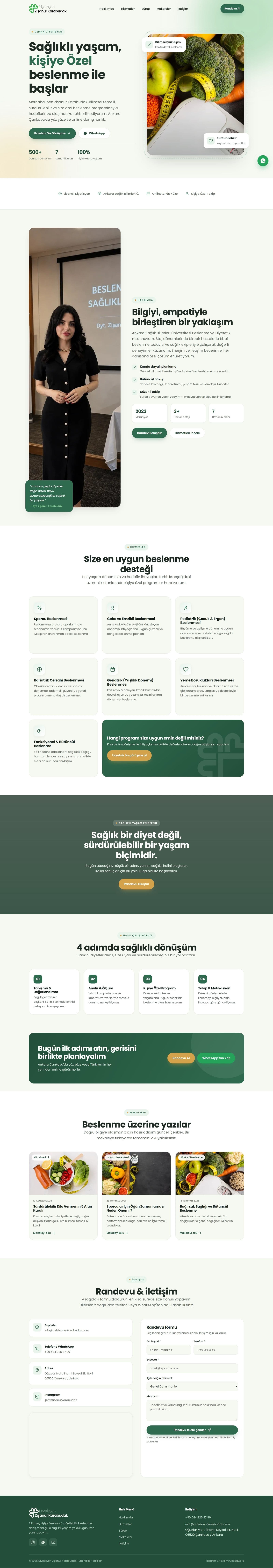 dyt-zisanur-karabudak web sitesi, masaüstü tam sayfa görünümü