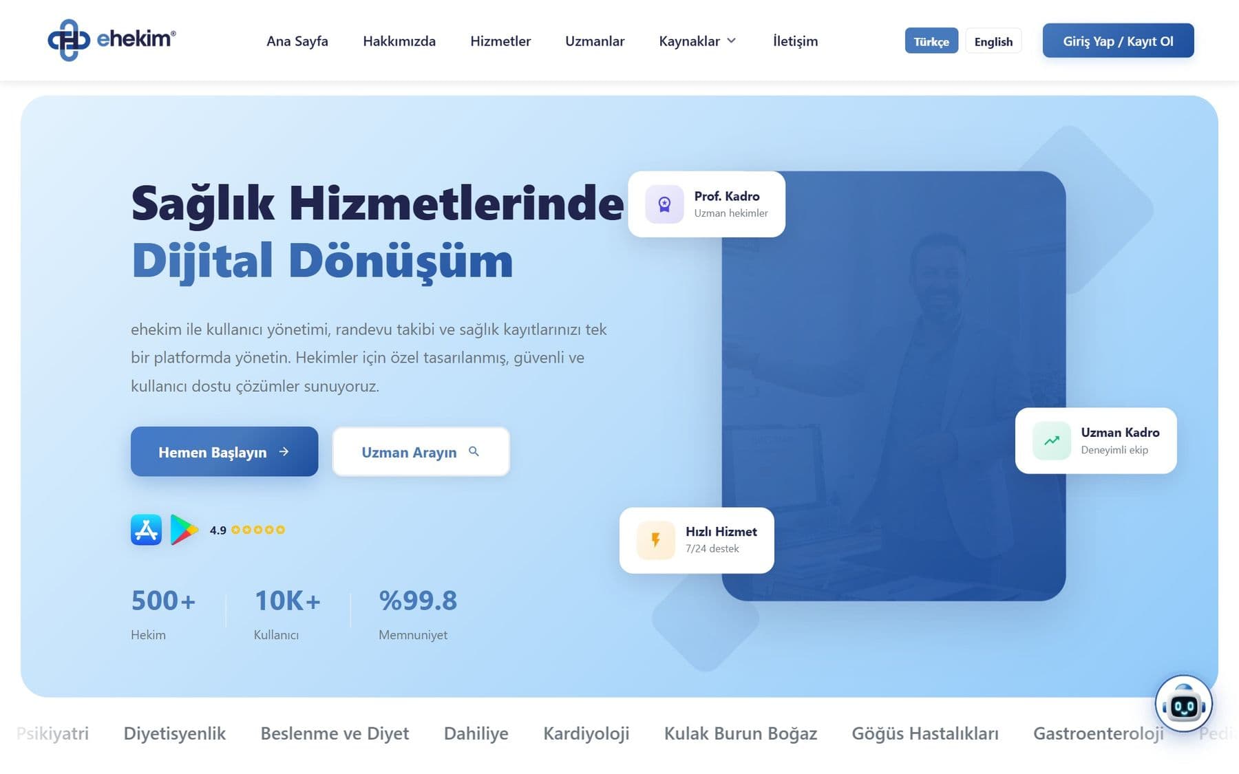 eHekim web sitesi