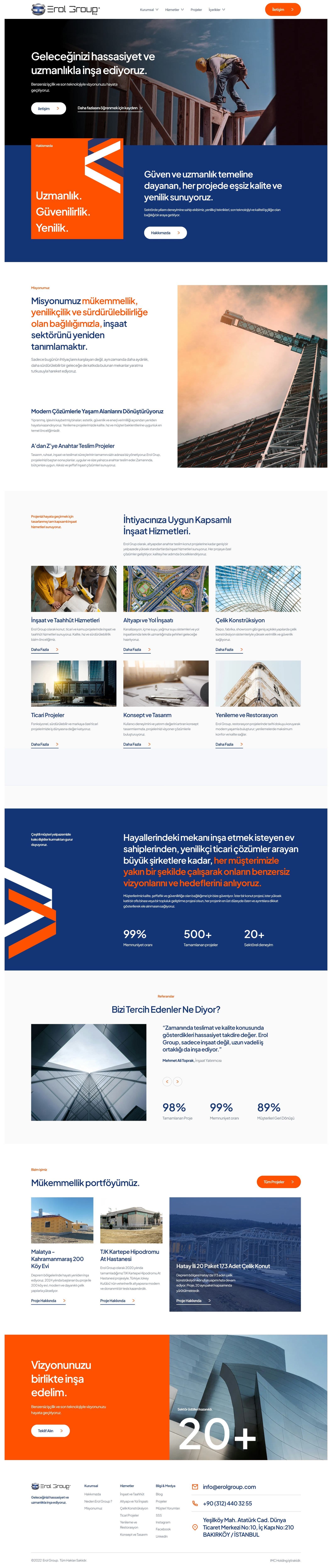 erolgroup.com ana sayfası, masaüstü tam sayfa görünümü