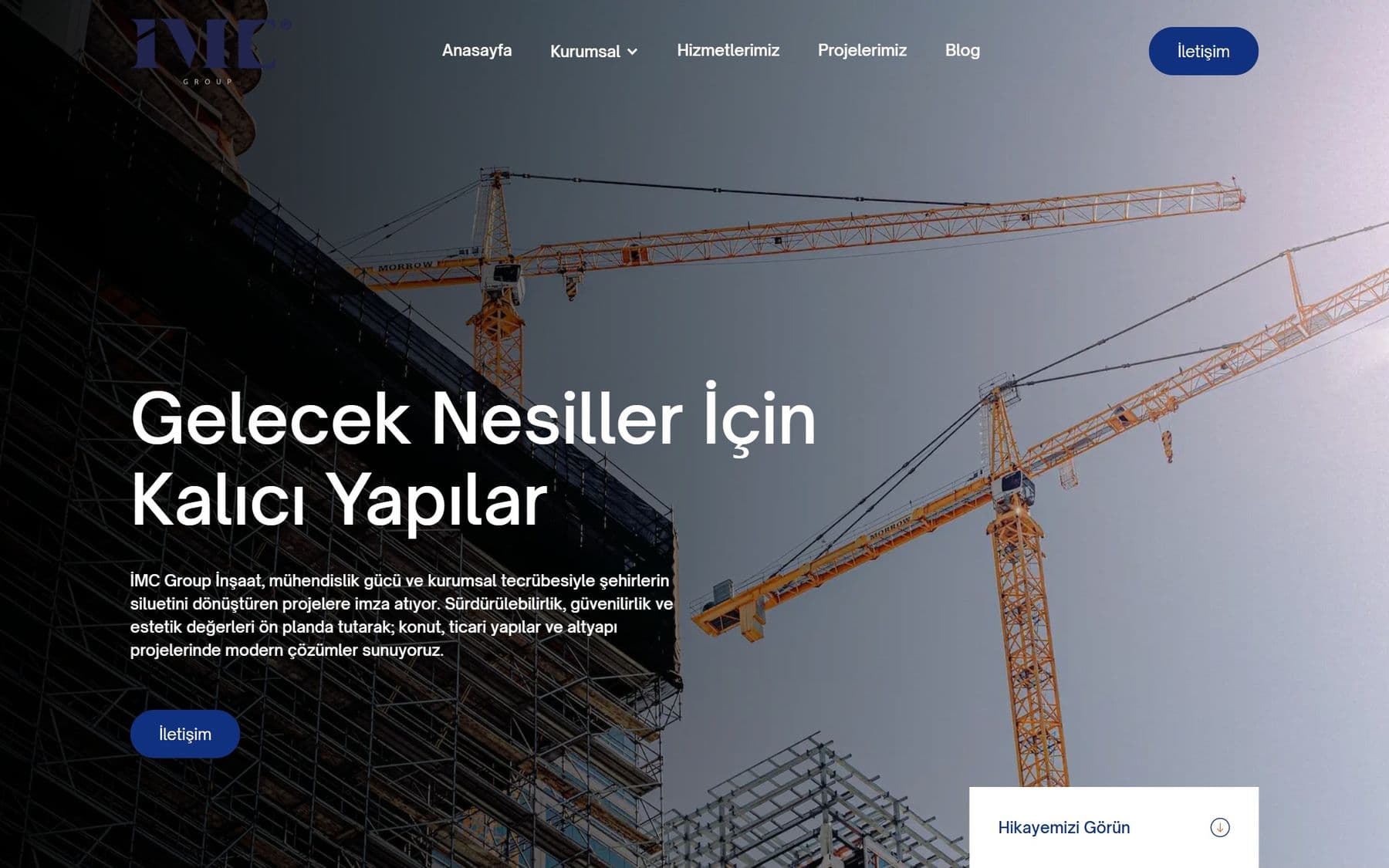İMC Group İnşaat web sitesi