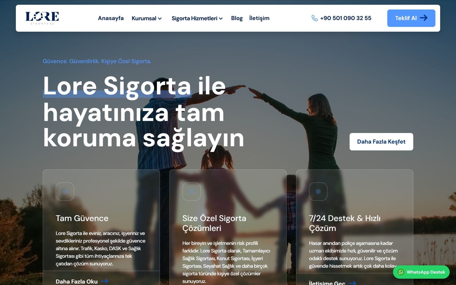 Lore Sigorta web sitesi
