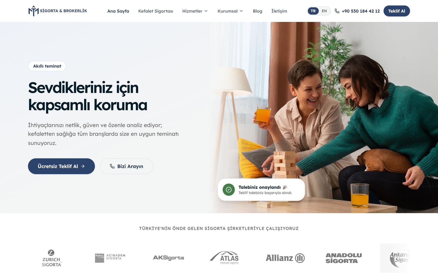MTİ Sigorta web sitesi