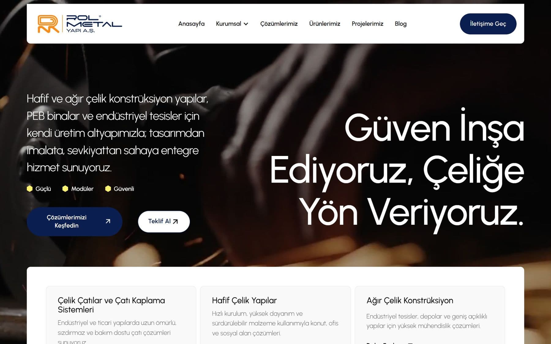 Rol Metal Yapı web sitesi