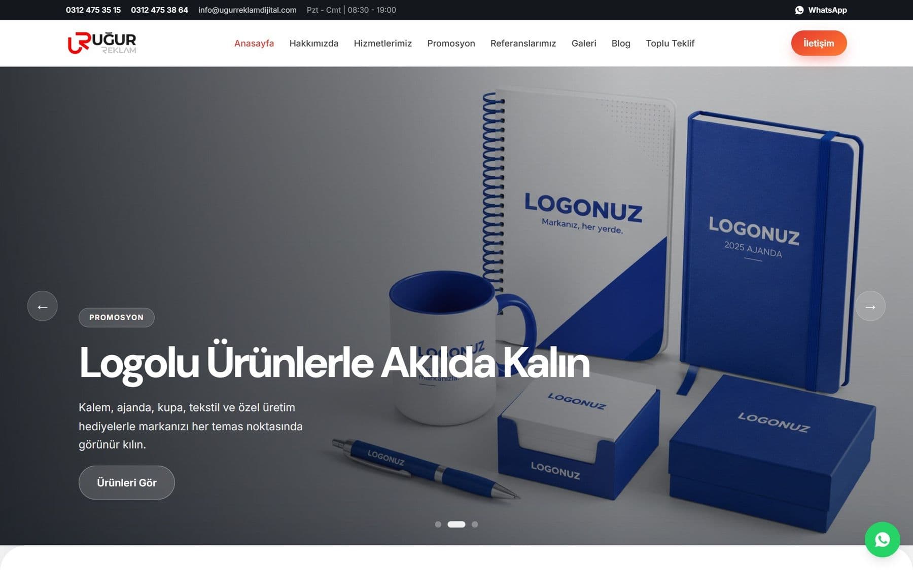 Uğur Reklam web sitesi